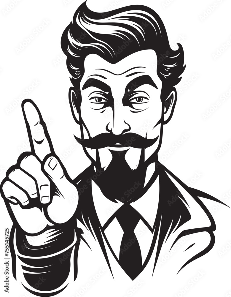 Fototapeta premium Playful Pointer Mans Symbolic Symbol Communicative Cartoon Cartoon Finger Emblematic Expression