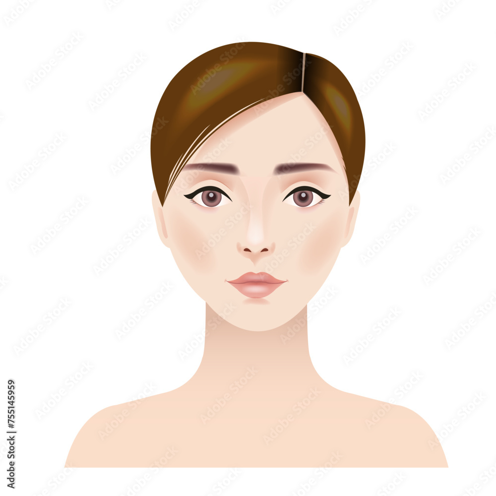 Woman Head And Isolated White Background Woman Head And Isolated White Background