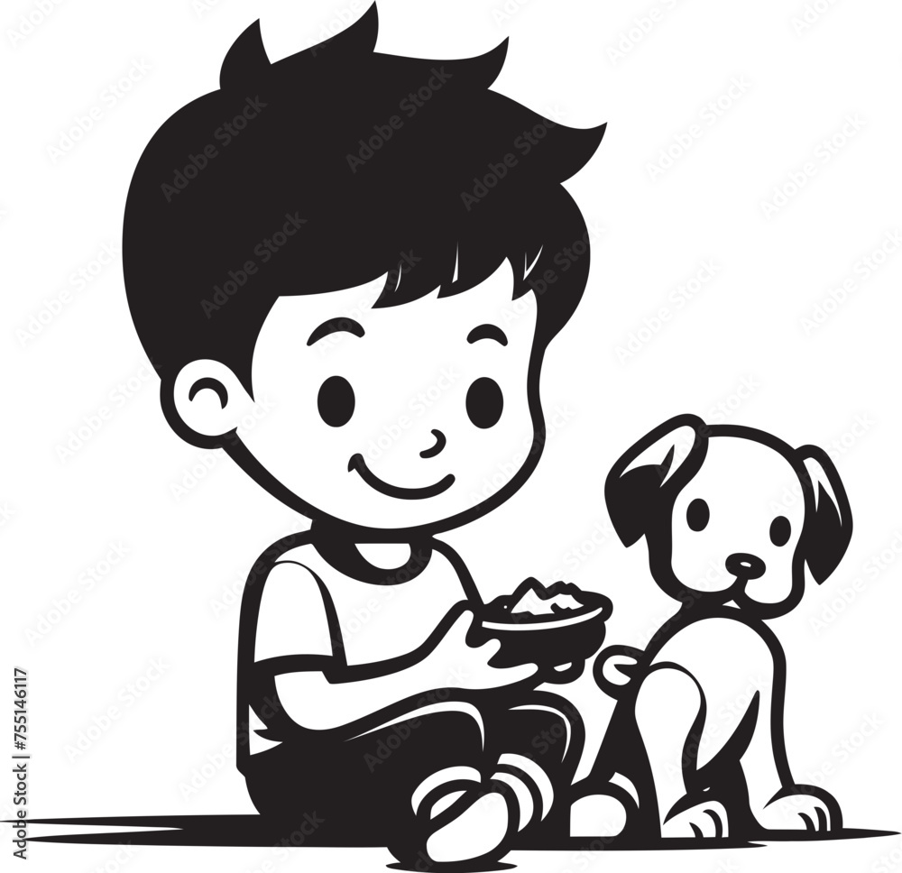 Furry Friendships Boy and Puppy Logo Playful Pairing Cartoon Small Boy Symbol Furry Friendships Boy and Puppy Logo Playful Pairing Cartoon Small Boy Symbol