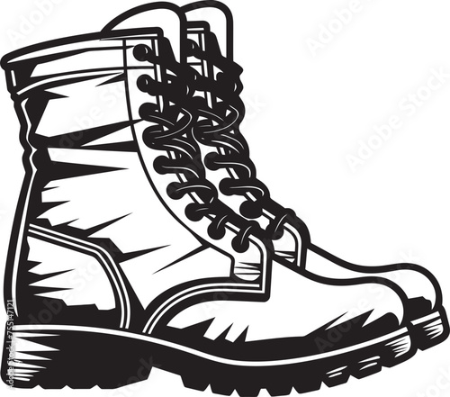 Marine Marksmanship Combat Boots Iconic Symbol Ready for Action Vector Emblematic Graphic