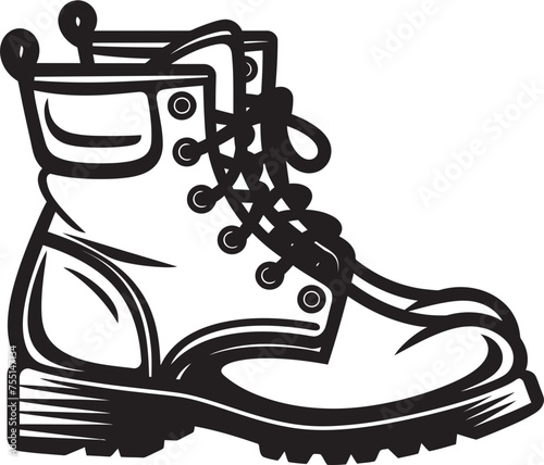 black and white hiking boot outline clip art preview