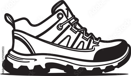 Trekking Titan Vector Shoe Graphic Design Trailblazer Trek Outdoor Footwear Emblem