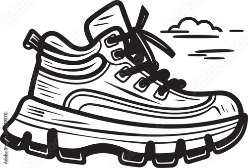 Trekking Titan Emblematic Shoe Graphic Hikers Haven Vector Logo of Outdoor Footwear