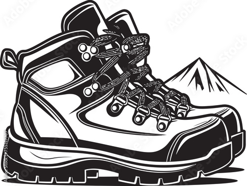 Trekking Triumph Iconic Shoe Graphic Adventure Quest Outdoor Shoe Icon
