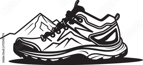 Trailblazing Explorer Outdoor Footwear Emblem Nature Trail Trekker Vector Logo of Adventure Shoes