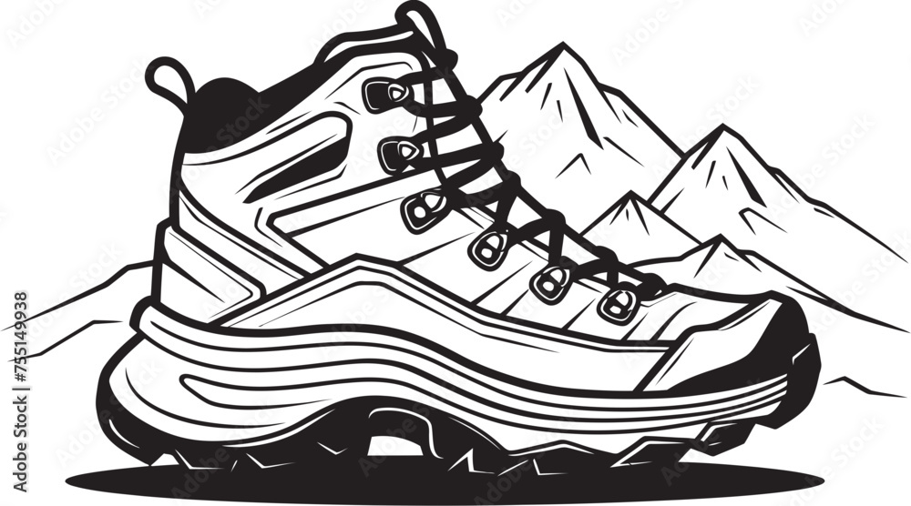 Wilderness Wayfarer Iconic Shoe Symbol Hiking Haven Vector Outdoor Shoe Icon Wilderness Wayfarer Iconic Shoe Symbol Hiking Haven Vector Outdoor Shoe Icon