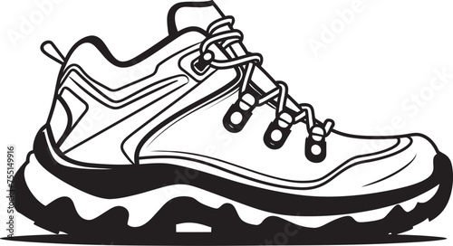 Pathway Pioneer Iconic Outdoor Shoe Emblem Wilderness Wanderer Vector Logo Graphic