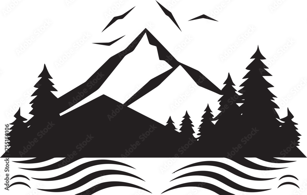 Obraz premium Tranquil Trek Clean Vector Nature Icon Earthly Elements Minimalistic Landscape Emblem