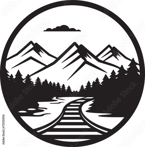 Zenith of Nature Vector Minimalism Graphic Harmony Haven Minimalist Landscape Icon