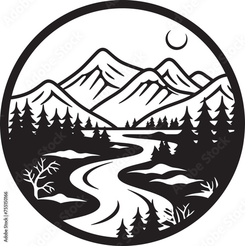 Zen Harmony Clean Nature Vector Graphic Natures Zenith Minimalistic Landscape Emblem