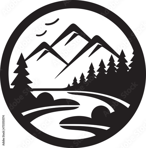Organic Origins Clean Vector Landscape Design Tranquil Threshold Minimalistic Nature Symbol