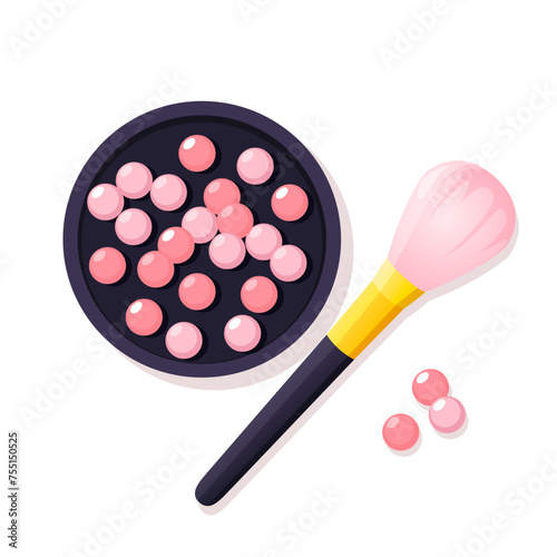 Makeup tools with blush and makeup brush.
