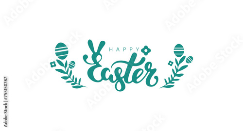 Easter-themed vector with  Happy Easter  calligraphy  pastel eggs  spring color. Perfect for greetings  invites  and seasonal ads.