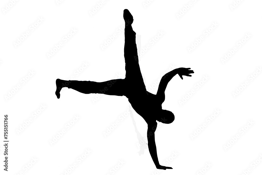 contemporary street dance silhouette capoeira body movement isolated on white transparent background vector image contemporary street dance silhouette capoeira body movement isolated on white transparent background vector image