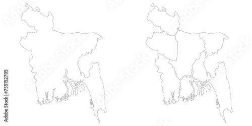 Wallpaper Mural Bangladesh map. Map of Bangladesh in white set Torontodigital.ca