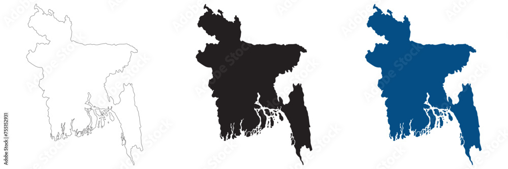 Bangladesh map. Map of Bangladesh in set