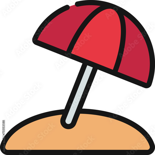 Umbrella On Beach Icon