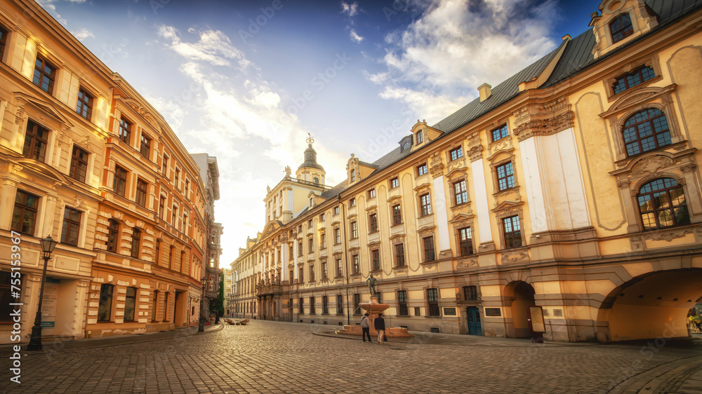 beautiful Wroclaw Old Town, University of Wrocław, Lower Silesia, Poland	