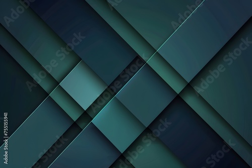 Abstract background of dark green geometric rectangular shapes overlapping in layers on a dark background. Modern technological futuristic design,the concept of graphic,web design,advertising banner
