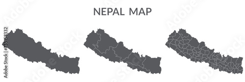 Nepal map. Map of Nepal in grey set