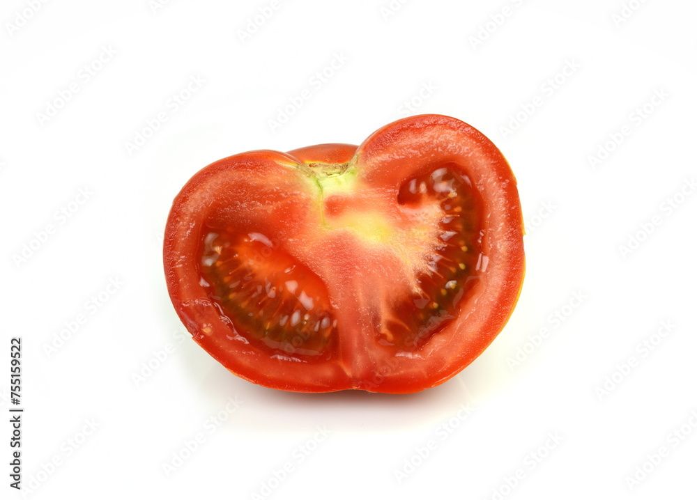 half tomato over white background half tomato over white background