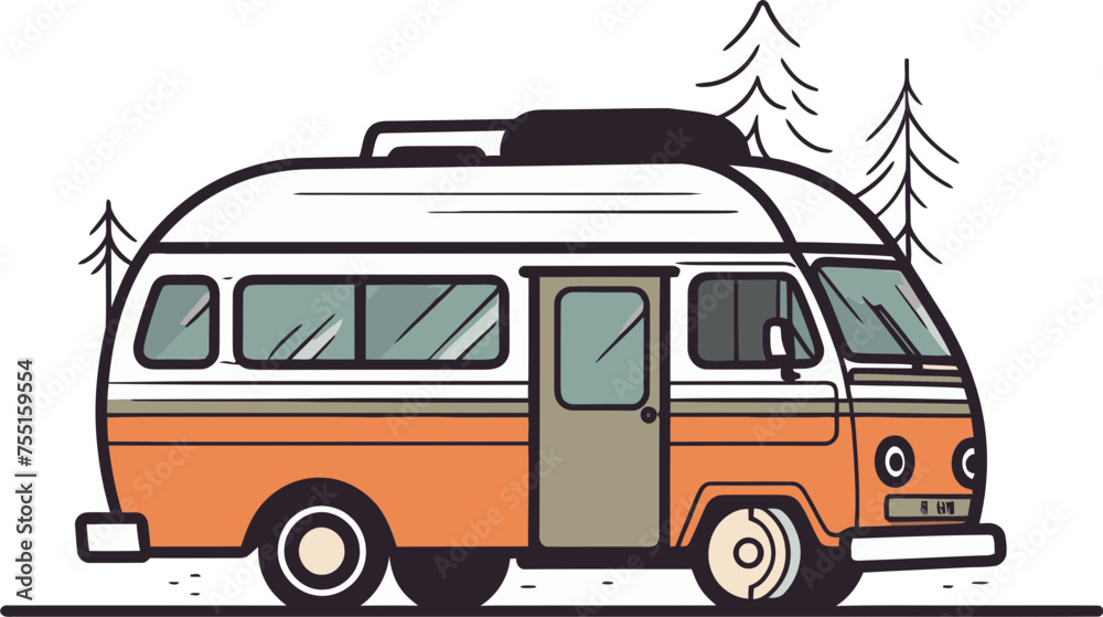 Camper Van Interior Layout Vector Illustration