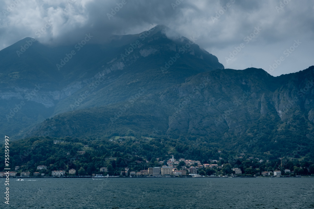 Landscape from Bellagio with a picturesque village on the coast
