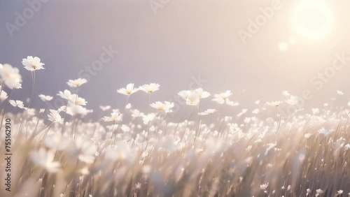 meadow with white flowers