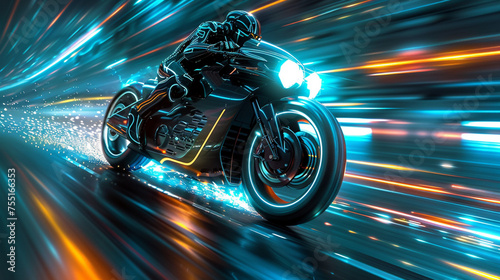 Futuristic motorcycle with neon effect © Cyber Store