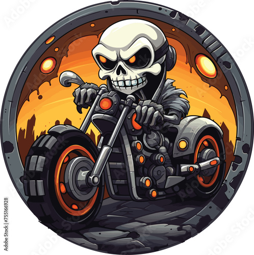 Skeleton Riding a Motorcycle in a Circle