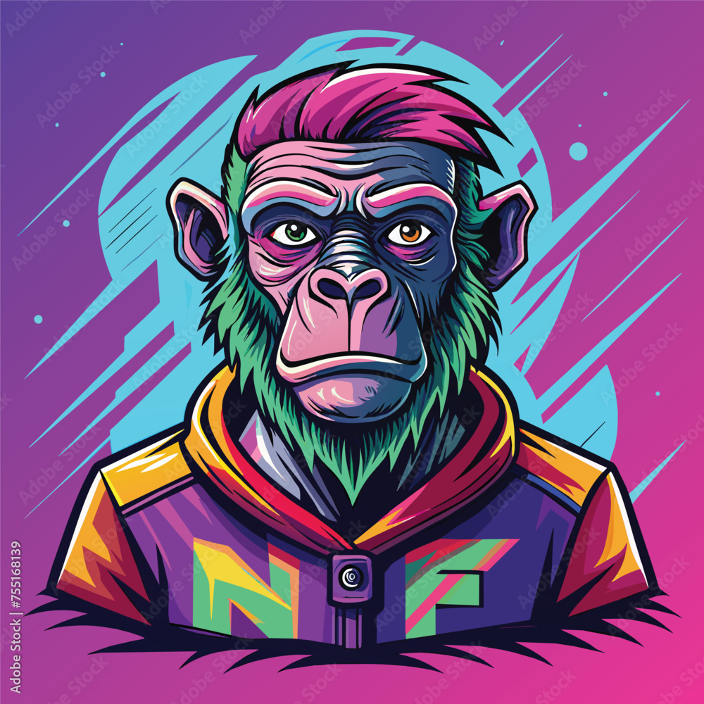 Hand drawn nft style ape illustration Hand drawn nft style ape illustration