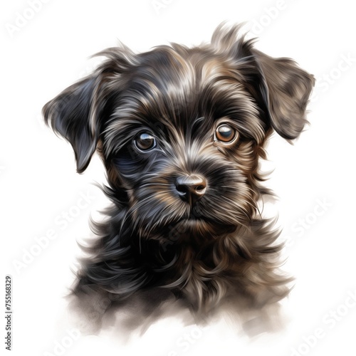 Affenpinscher. Puppy dog clipart. Watercolor illustration. Generative AI. Detailed illustration. photo