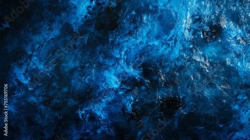 Bold electric blue and jet black textured background, symbolizing power and mystery.