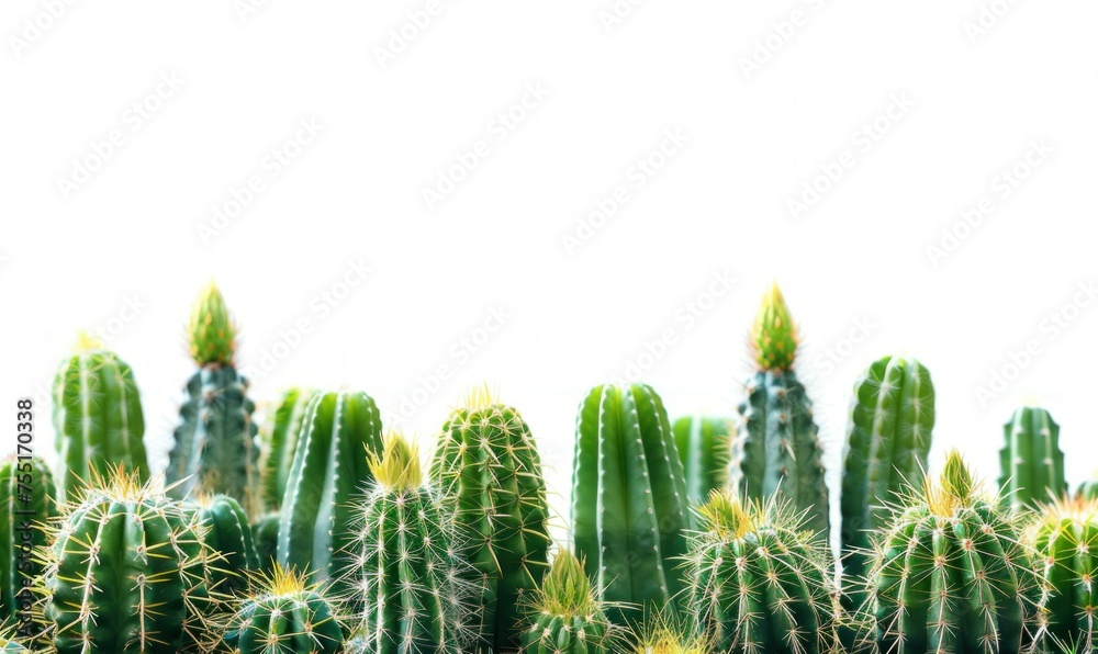 green prickly cacti on a light background are suitable for advertising, announcements, plant store design green prickly cacti on a light background are suitable for advertising, announcements, plant store design
