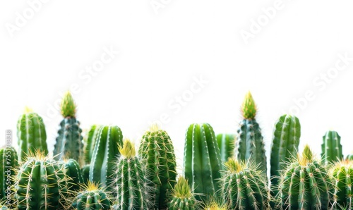 green prickly cacti on a light background are suitable for advertising, announcements, plant store design