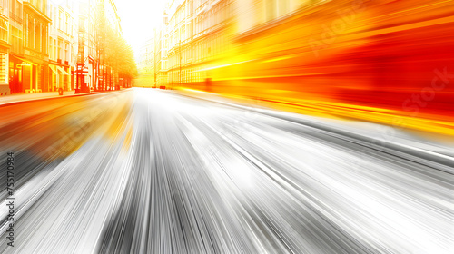 Urban Speed: City Street with Motion Blur of Fast-Moving Traffic