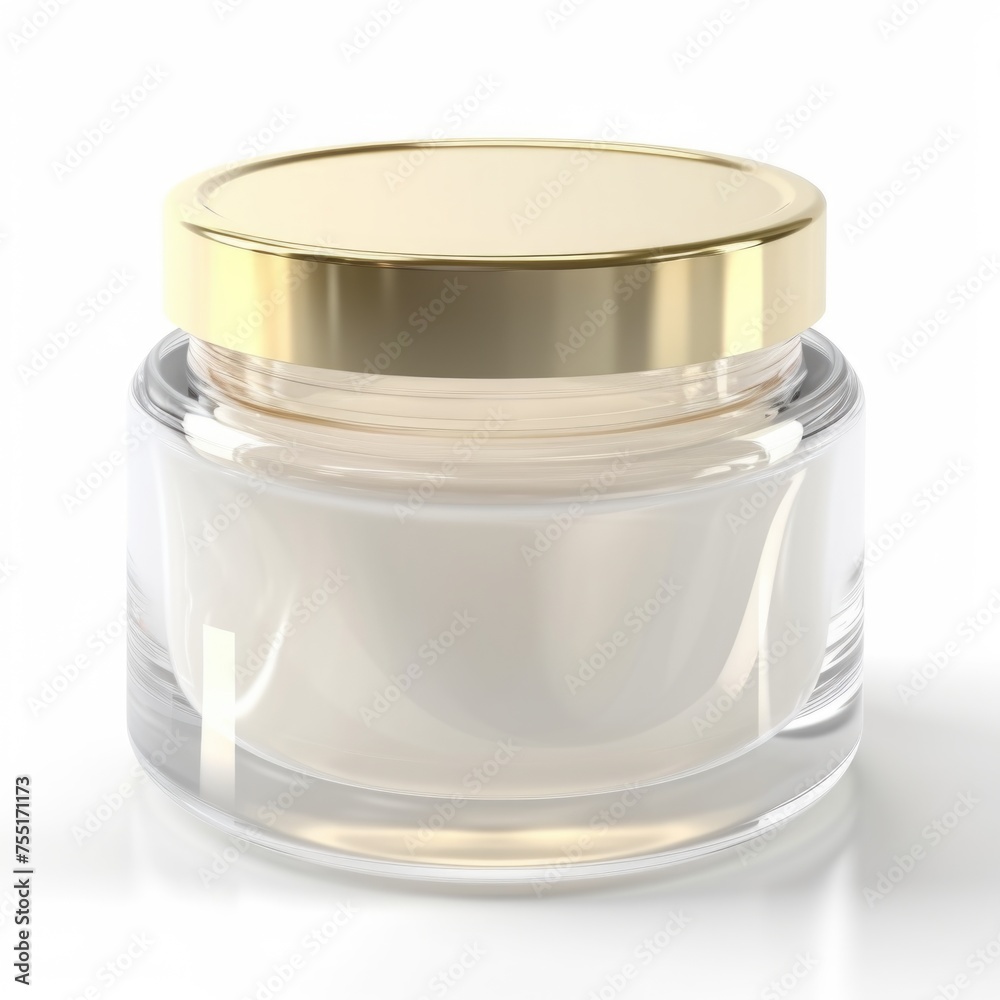 Flat rounded glass jar with cream. beauty industry. AI generative. Flat rounded glass jar with cream. beauty industry. AI generative.