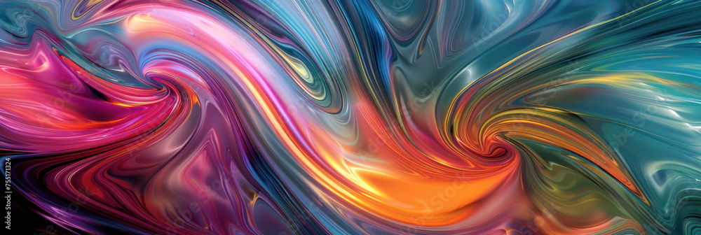 Fototapeta premium This image displays a mesmerizing mix of swirling patterns in bright and vivid colors creating a visually captivating effect