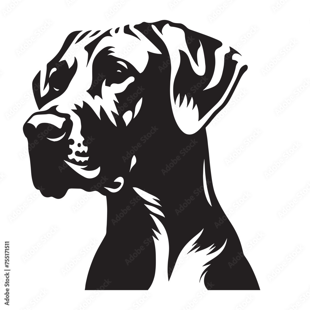 Rhodesian Dog silhouette, Ridgeback Dog silhouette, Rhodesian dog Breed Black and White Illustration