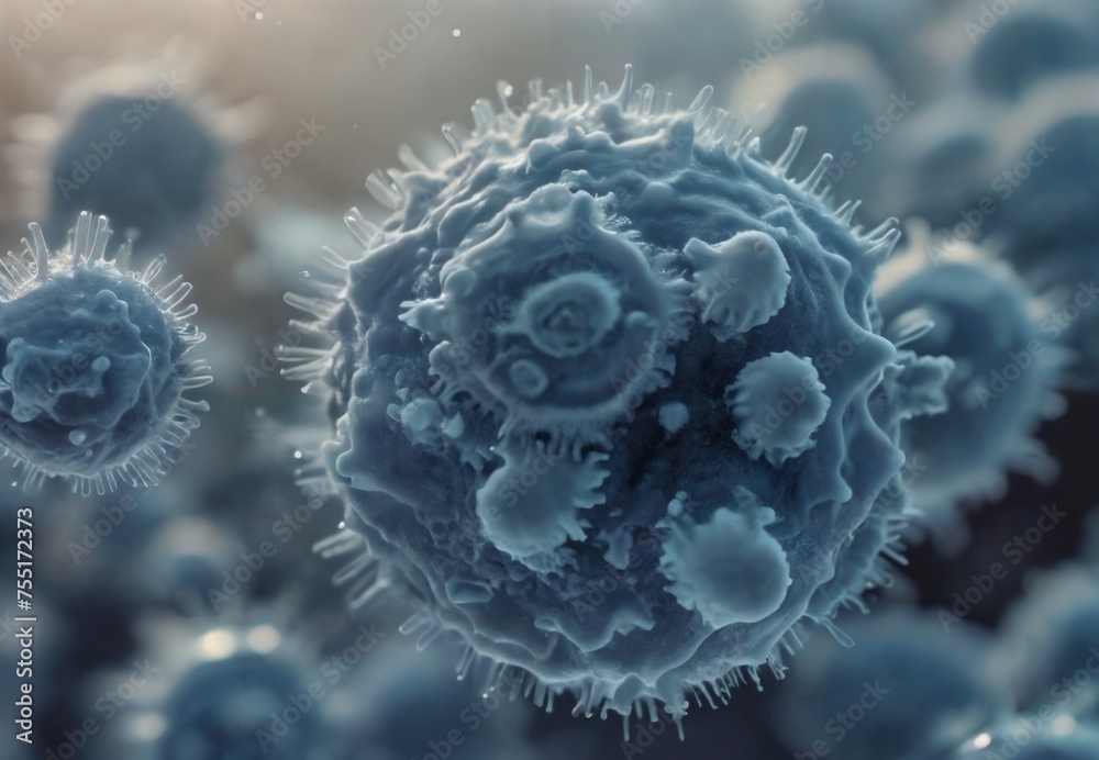 Pathogen Microscope Picture Close-up microscopic view of a detailed pathogen with focus on the ...