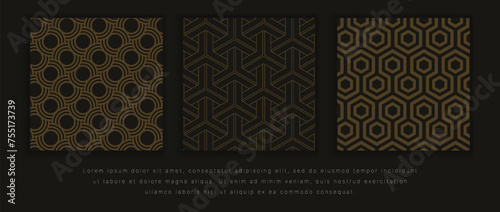 Set of Luxury geometric seamless patterns. Abstract geomatric line patterns.