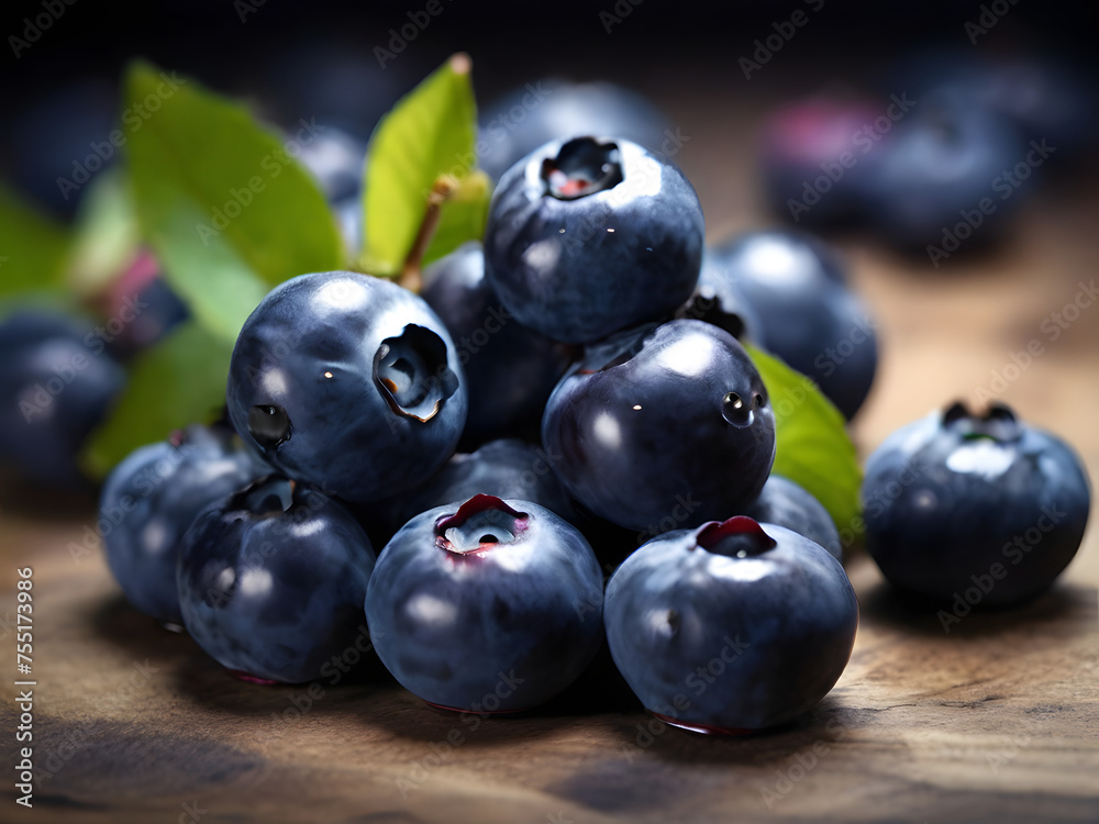 A handful of plump blueberries, their indigo color irresistible A handful of plump blueberries, their indigo color irresistible