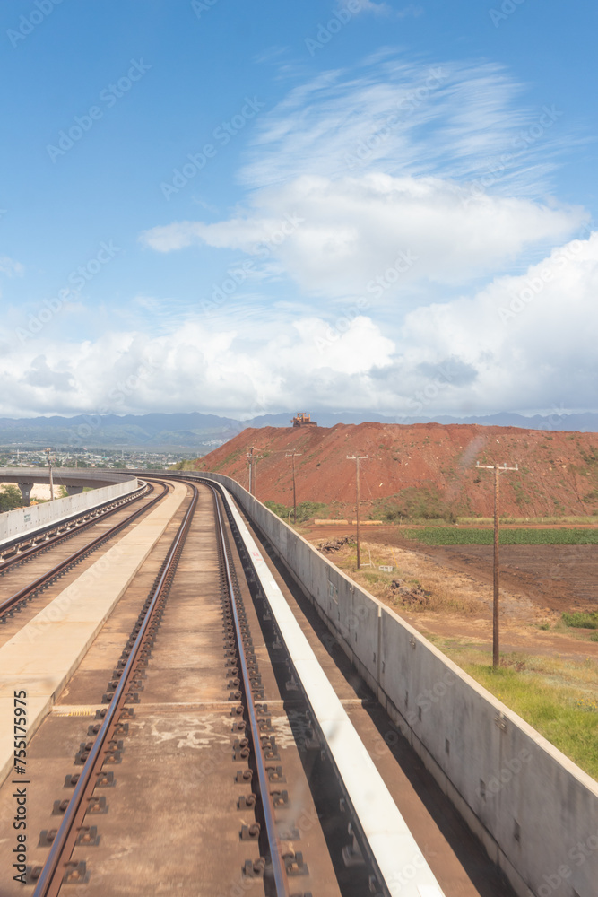 View from the Hawaii Skyline Rail. Phase 1 of the project opened June 30, 2023 linking East Kapolei and Aloha Stadium. View from the Hawaii Skyline Rail. Phase 1 of the project opened June 30, 2023 linking East Kapolei and Aloha Stadium.