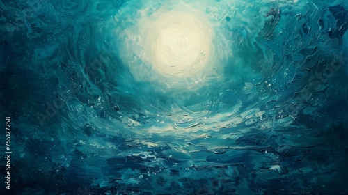 Luminous moonbeam and turquoise textured background, evoking clarity and vitality.