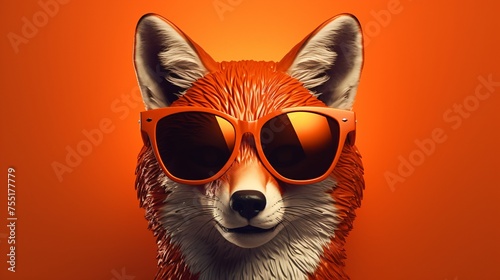 fox head ad with sunglasses and shadow on an orange background