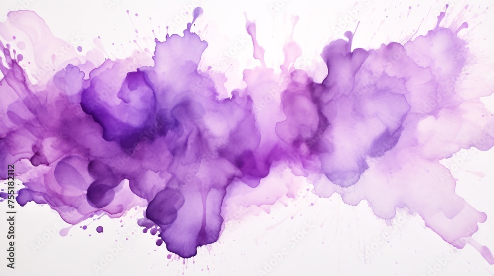one purple watercolor splash on white background