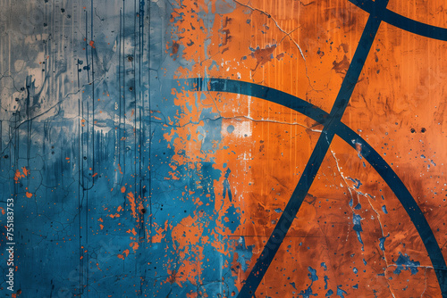 Basketball Background Blue Orange Paint Texture Splatter Urban  photo