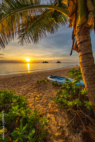 Beach sunrise at Lanikai in Kailua, Oahu, Hawaii © shanemyersphoto