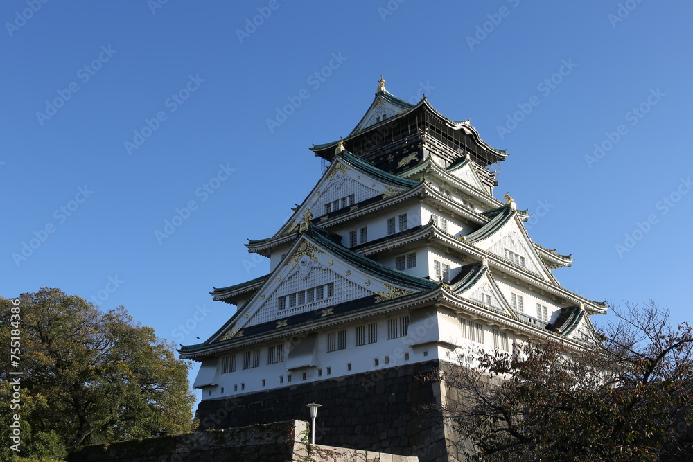 Osaka Castle, one of the largest castles in Japan. High quality photo