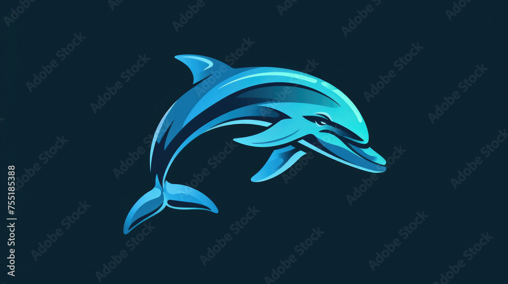 Blue dolphin is shown in black background Blue dolphin is shown in black background
